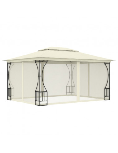 Gazebo con Rete 300x400x265 cm Crema