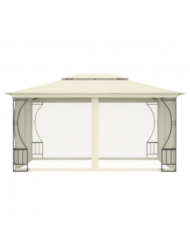 Gazebo con Rete 300x400x265 cm Crema