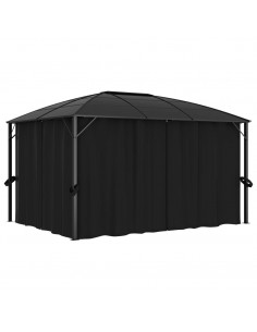 Gazebo con Tende 400x300x265 cm Antracite 2