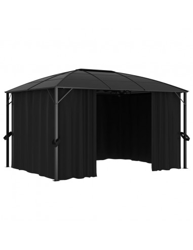 Gazebo con Tende 400x300x265 cm Antracite
