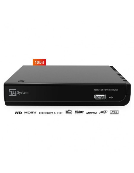 Decoder Telesystem 21005299 Ts6821 T2Hevc Twin 10Bit Black Black