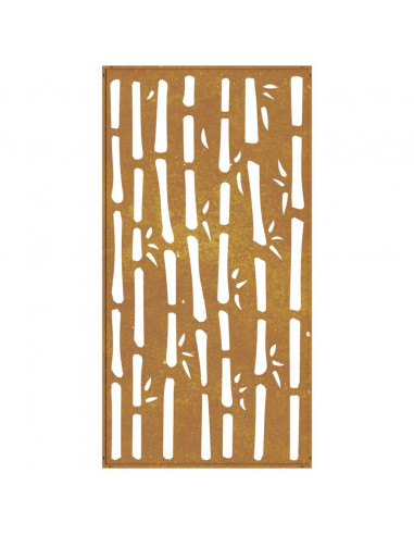 Decorazione Muro da Giardino 105x55 cm Bambù in Acciaio Corten