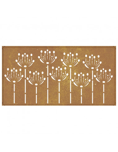 Decorazione Muro da Giardino 105x55 cm Fiore in Acciaio Corten