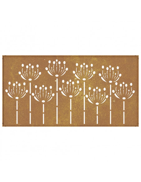 Decorazione Muro da Giardino 105x55 cm Fiore in Acciaio Corten