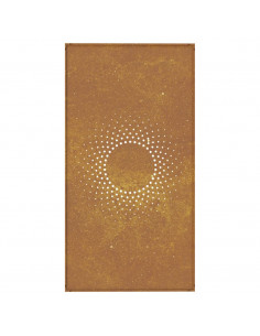 Decorazione Muro da Giardino 105x55 cm Sole in Acciaio Corten