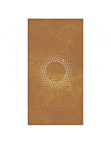 Decorazione Muro da Giardino 105x55 cm Sole in Acciaio Corten