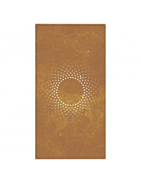 Decorazione Muro da Giardino 105x55 cm Sole in Acciaio Corten
