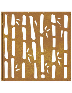 Decorazione Muro da Giardino 55x55 cm Bambù in Acciaio Corten