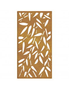 Decorazione Muro Giardino 105x55 cm Foglie Bambù Acciaio Corten