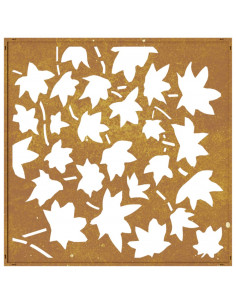 Decorazione Muro Giardino 55x55 cm Foglia Acero Acciaio Corten