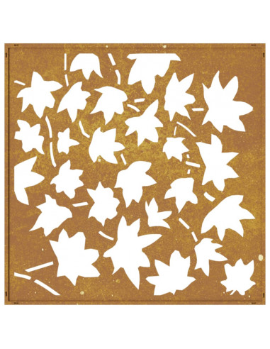 Decorazione Muro Giardino 55x55 cm Foglia Acero Acciaio Corten