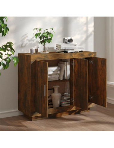 Credenza Rovere Fumo 92x35x75 cm in Legno Multistrato