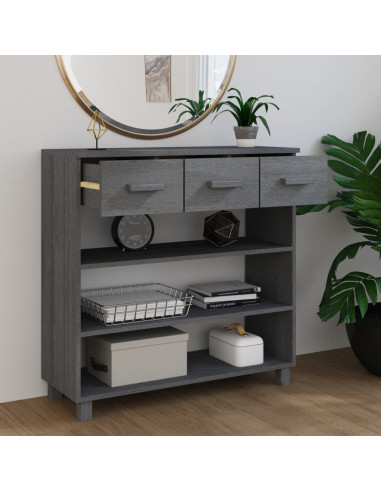 Consolle HAMAR Grigio Scuro 90x35x90 cm Legno Massello di Pino