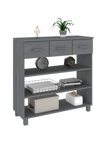 Consolle HAMAR Grigio Scuro 90x35x90 cm Legno Massello di Pino
