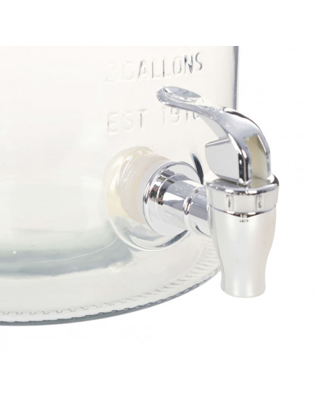 Distributore d'Acqua XXL con Rubinetto Trasparente 8 L Vetro
