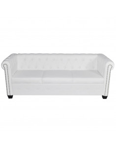 Divani Chesterfield a 2 Posti e a 3 Posti in Similpelle Bianco
