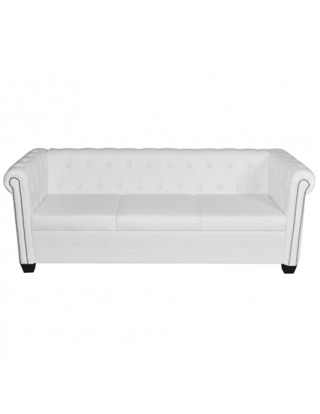 Divani Chesterfield a 2 Posti e a 3 Posti in Similpelle Bianco