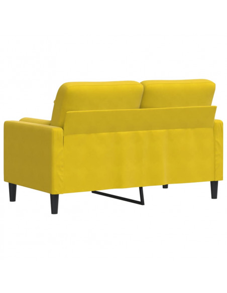 Divano a 2 Posti con Cuscini Giallo 120 cm in Velluto