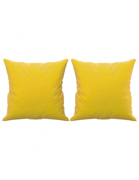 Divano a 2 Posti con Cuscini Giallo 120 cm in Velluto