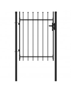 Cancello a Singola Anta con Punte in Acciaio 1x1,2m Nero 2