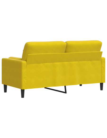 Divano a 2 Posti con Cuscini Giallo 140 cm in Velluto