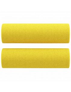 Divano a 2 Posti con Cuscini Giallo Chiaro 140 cm in Tessuto