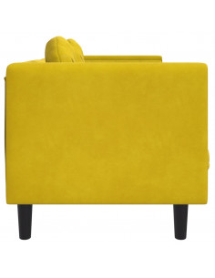 Divano a 2 Posti con Cuscini Giallo in Velluto