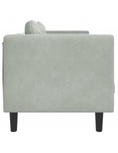 Divano a 2 Posti con Cuscini Grigio Chiaro in Velluto