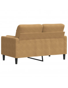 Divano a 2 Posti con Cuscini Marrone 120 cm in Velluto