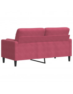 Divano a 2 Posti con Cuscini Rosso Vino 140 cm in Velluto