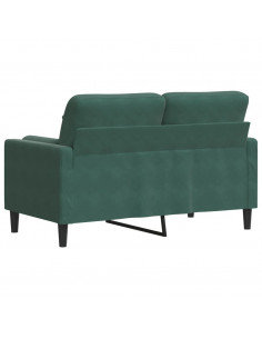 Divano a 2 Posti con Cuscini Verde Scuro 120 cm in Velluto