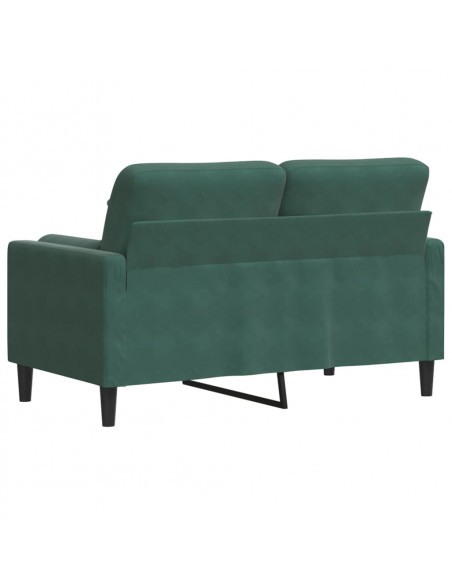 Divano a 2 Posti con Cuscini Verde Scuro 120 cm in Velluto