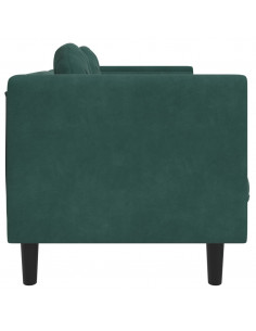 Divano a 2 Posti con Cuscini Verde Scuro in Velluto