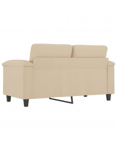 Divano a 2 Posti Crema 120 cm in Tessuto Microfibra