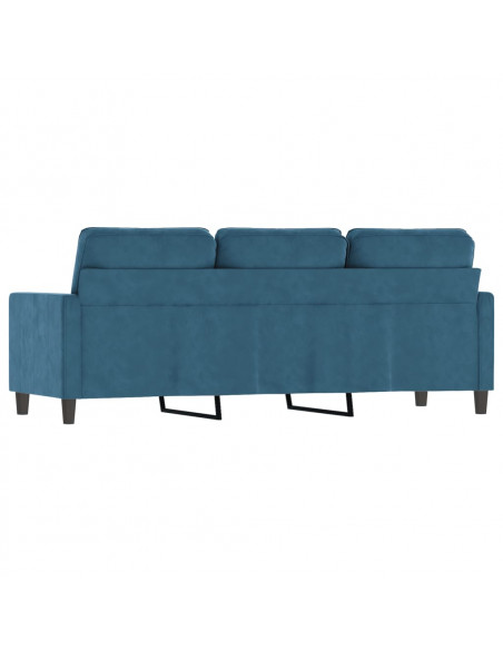 Divano a 3 Posti Blu 180 cm in Velluto