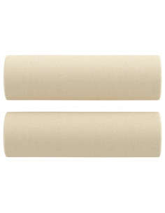 Divano a 3 Posti con Cuscini Crema 180 cm in Tessuto