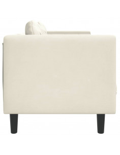 Divano a 3 Posti con Cuscini Crema in Velluto