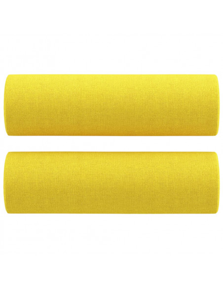 Divano a 3 Posti con Cuscini Giallo Chiaro 180 cm in Tessuto