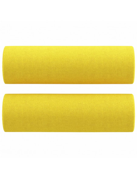 Divano a 3 Posti con Cuscini Giallo Chiaro 180 cm in Tessuto