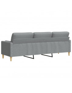 Divano a 3 Posti con Cuscini Grigio Chiaro 210 cm in Tessuto