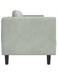 Divano a 3 Posti con Cuscini Grigio Chiaro in Velluto