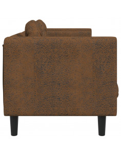 Divano a 3 Posti con Cuscini Marrone in Velluto