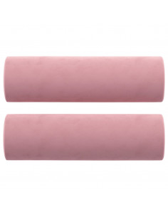 Divano a 3 Posti con Cuscini Rosa 180 cm in Velluto