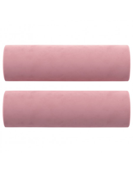 Divano a 3 Posti con Cuscini Rosa 180 cm in Velluto