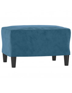 Divano a 3 Posti con Poggiapiedi Blu 180 cm in Velluto