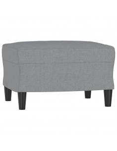 Divano a 3 Posti con Poggiapiedi Grigio Chiaro 180cm in Tessuto