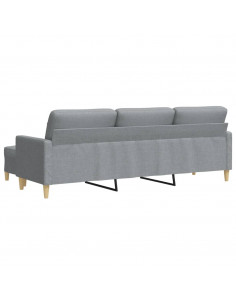 Divano a 3 Posti con Poggiapiedi Grigio Chiaro 210cm in Tessuto