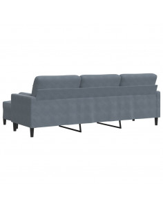 Divano a 3 Posti con Poggiapiedi Grigio Scuro 210cm in Velluto