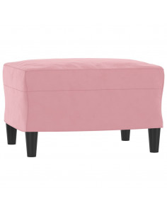 Divano a 3 Posti con Poggiapiedi rosa 180 cm in Velluto