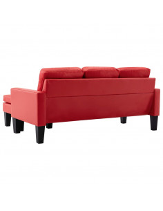 Divano a 3 Posti con Poggiapiedi Rosso in Similpelle